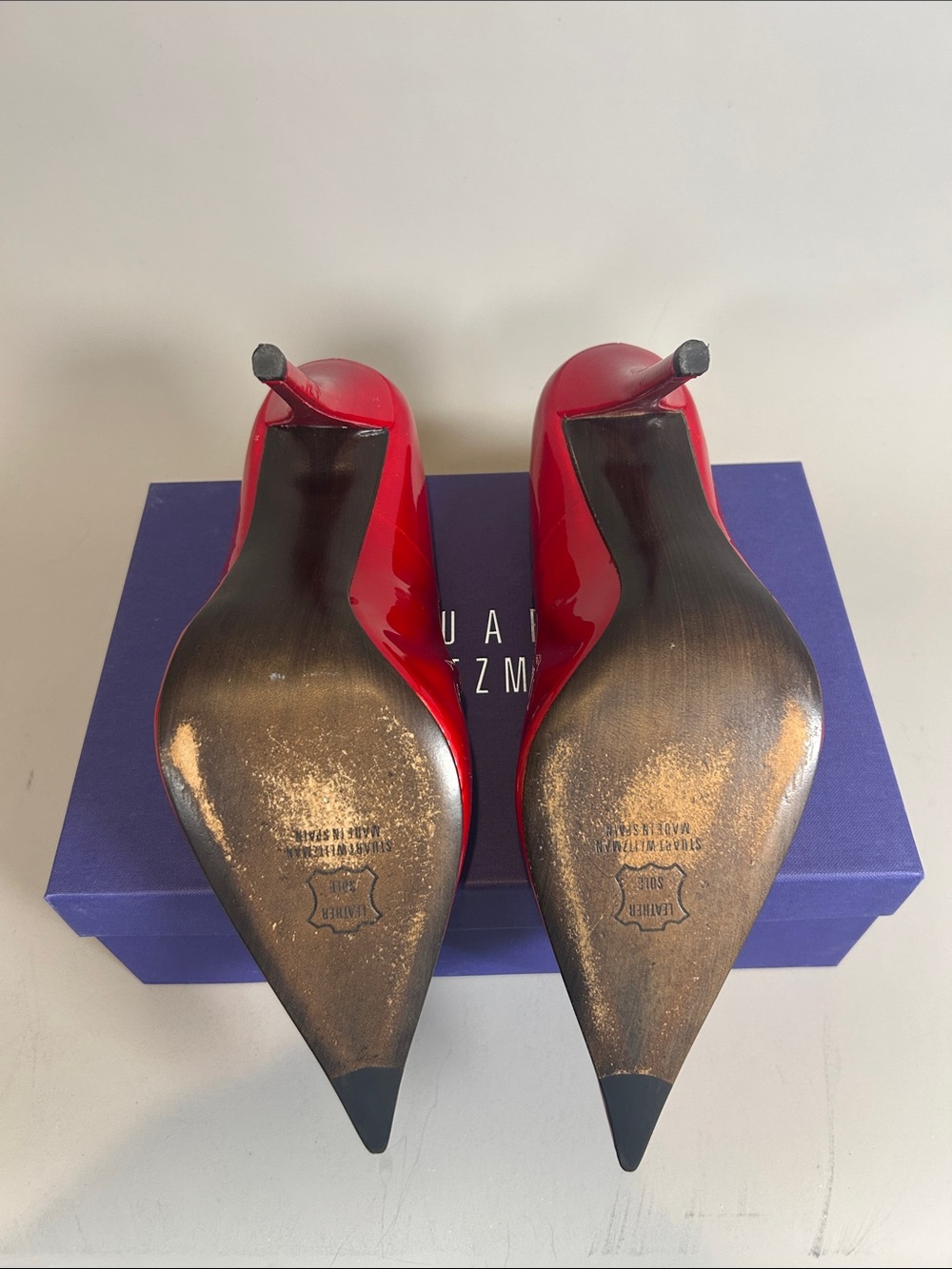 (10+) 15yo Box Stuart Weitzman Fever2 Red Quasar Patent Pointed-Toe Stiletto 12 - Picture 6 of 11